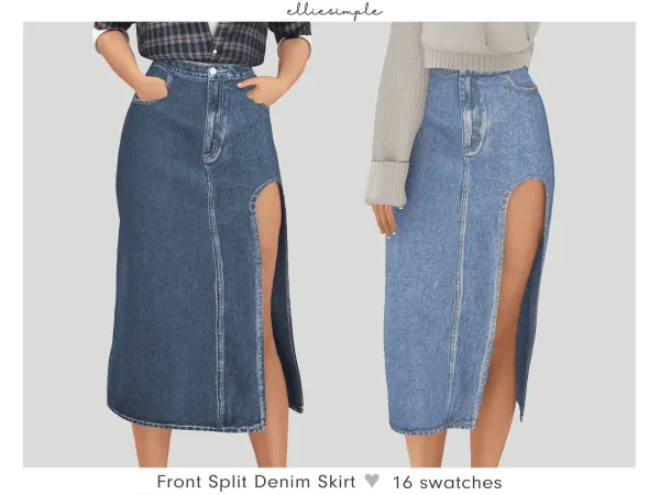 Юбка Front Split Denim Skirt
